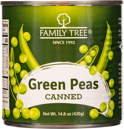 GREEN PEAS SWEET CANNED 12/420GR FAMILY TREE N60