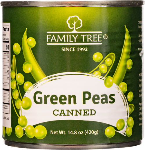 GREEN PEAS SWEET CANNED 12/420GR FAMILY TREE N60