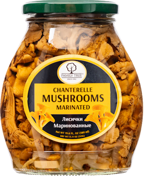 MUSHROOMS CHANTERELLE MARINATED 12/580ML FAMILY TREE