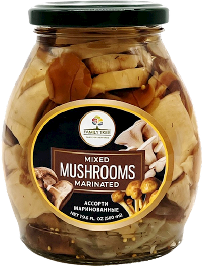 MUSHROOMS MIX MARINATED 12/580ML FAMILY TREE