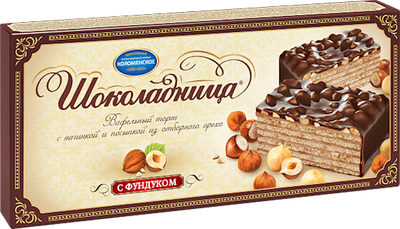 CAKE WAFFLE SHOKOLADNITSA W/HAZELNUTS GLAZED 12/230GR KOLOMENSKOE 1301/1300