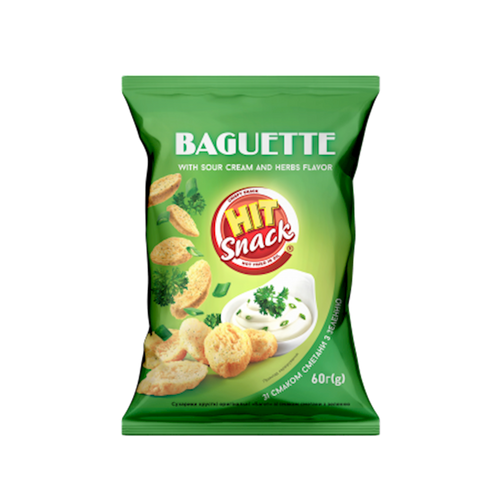 CROUTONS BAGUETTE CRISPY W/SOUR CREAM&HERBS 30/60GR ZOLOTE ZERNO N475