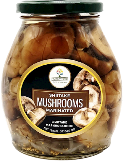 MUSHROOMS SHIITAKE MARINATED 12/580ML FAMILY TREE