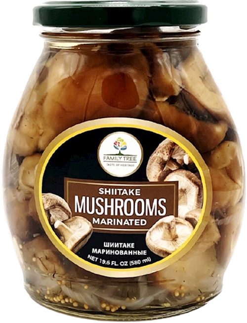 MUSHROOMS SHIITAKE MARINATED 12/580ML FAMILY TREE