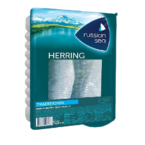 HERRING FILLETS TRADITIONAL ATLANTIC LIGHTLY SALTED IN OIL 8/500GR RUSSKOE MORE N9347