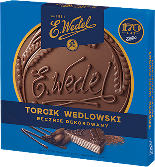 CAKE WAFFLE TORCIK WEDLOWSKI HAND DECORATED 12/250GR E.WEDEL POLAND N0903WE6363