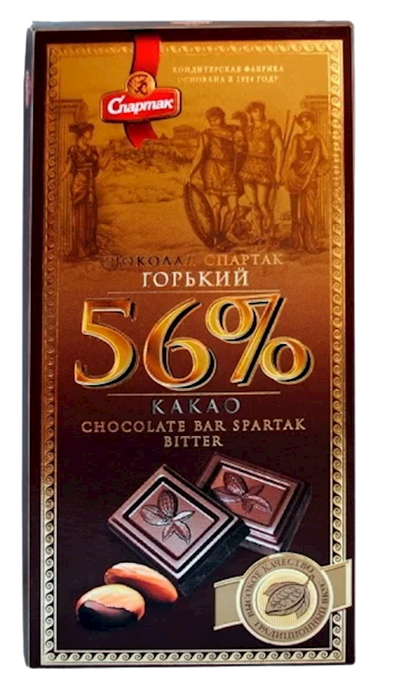 CHOCOLATE BAR BITTER 56% 22/85GR SPARTAK N8909/9957