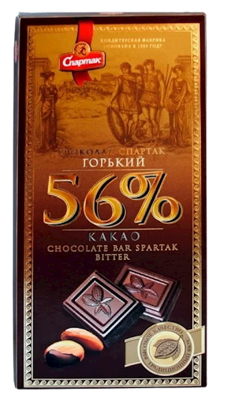 CHOCOLATE BAR BITTER 56% 22/85GR SPARTAK N8909/9957