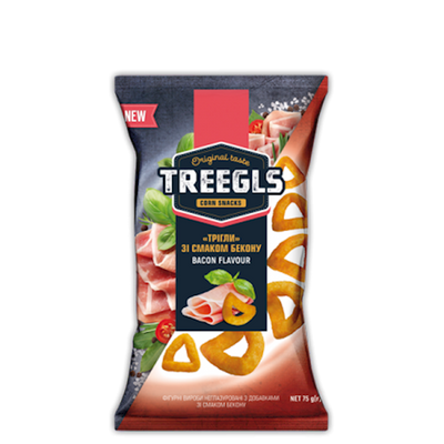 CORN PUFFS TREEGLS W/BACON 24/75GR ZOLOTE ZERNO N325