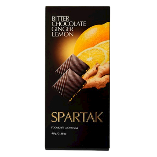 CHOCOLATE BAR BITTER W/GINGER&LEMON 20/95GR SPARTAK N10145