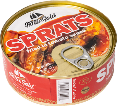 FRIED SPRATS W/TOMATO E/O 24/240GR BALTIC GOLD LATVIA N36009 / 192