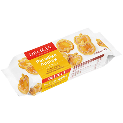 BISCUITS BUTTER W/ORANGE FLAVOR PARADISE APPLES 12/180GR DELICIA