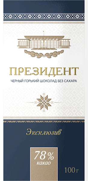 CHOCOLATE BAR PRESIDENT EXCLUSIVE BITTER 78% NO SUGAR 20/100GR KOMMUNARKA N390