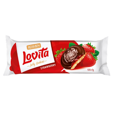 COOKIES LOVITA  W/STRAWBERRY JELLY FILLING 21/135GR ROSHEN N4260