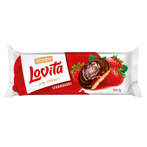 COOKIES LOVITA  W/STRAWBERRY JELLY FILLING 21/135GR ROSHEN N4260