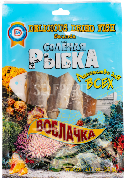 DRY FISH SAURIDA (VOBLOCHKA) VACUUM PACKED 10/90GR  AV DELICIOUS N AV114(6)
