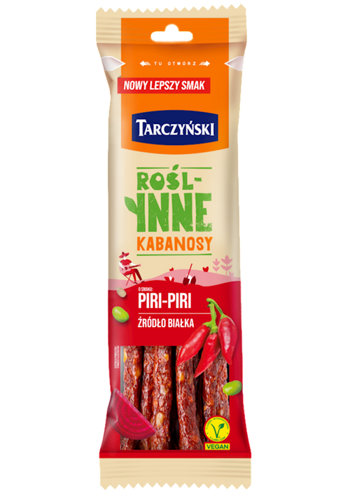 KABANOSY VEGAN - PLANT BASED PIRI-PIRI W/PAPRIKA 22/90GR TARCZYNSKI N2