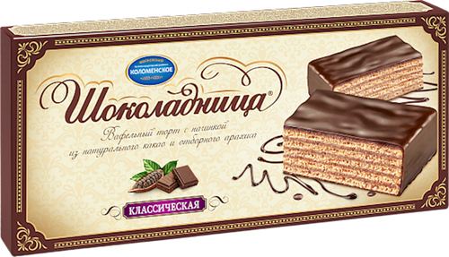 CAKE WAFFLE SHOKOLADNITSA CLASSIC GLAZED 12/240GR KOLOMENSKOE 1109