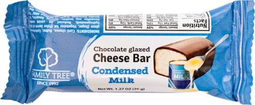 CHEESE BAR CONDENSED MILK 26% GLAZED 30/36GR FAMILY TREE N7813