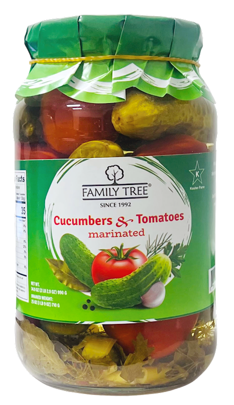 ASSORTI CUCUMBERS&TOMATOES PICKLED 6/1L FAMILY TREE