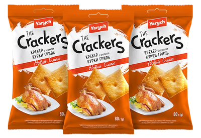 CRACKERS W/GRILLED CHICKEN FLAVOR 50/80GR YARYCH UKRAINE