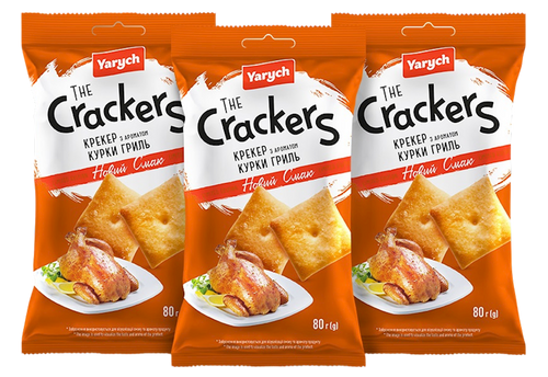 CRACKERS W/GRILLED CHICKEN FLAVOR 50/80GR YARYCH UKRAINE