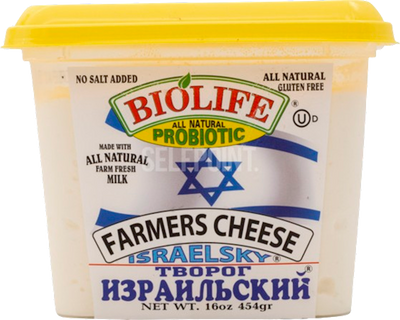 FARMER CHEESE ISRAELSKIY W/PROBIOTIC 12/454GR BIOLIFE