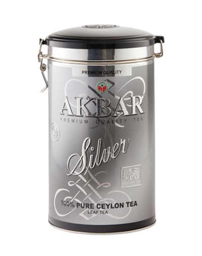 TEA AKBAR BLACK CEYLON SILVER TIN 10/300GR SRI-LANKA