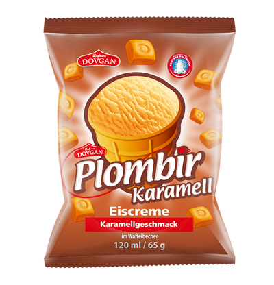 ICE CREAM PLOMBIR W/CARAMEL 25/65GR DOVGAN N92050120