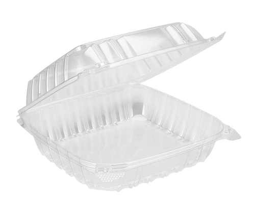 CONTAINER SQUARE C90 8(1/4)X8(1/4)X3 CLEAR SEAL W/HINGED LID (2X125) NC90PST1