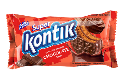 COOKIES SANDWICH W/CHOCOLATE FLAVOR 36/90GR SUPER KONTIK