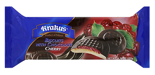 COOKIES BISCUITS CHERRY IN CHOCOLATE GLAZE 21/135GR KRAKUS KRAK0083