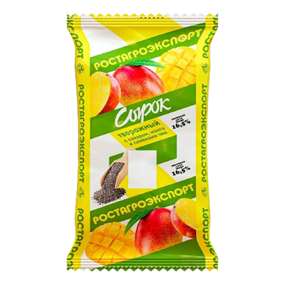 CHEESE MASSA SIROK W/MANGO&CHIA SEEDS 16.5% 8/90GR ROSTAGROEXPORT N1257