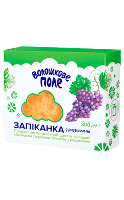 FARMER CHEESE CASSEROLE W/RAISINS ZAPEKANKA 6/300GR VOLOSHKOVE POLE N5279