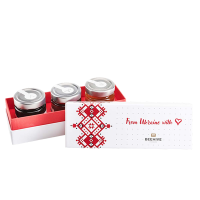 HONEY WHITE GIFT BOX FROM UKRAINE WITH LOVE 8/750GR BEEHIVE UKRAINE #21
