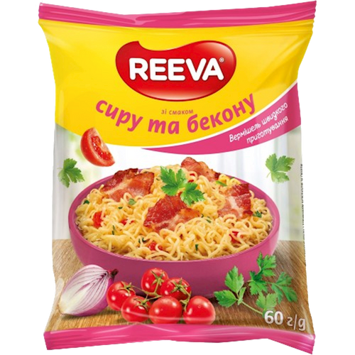 NOODLES INSTANT W/BACON&CHEESE FLAVOR 60/60GR REEVA