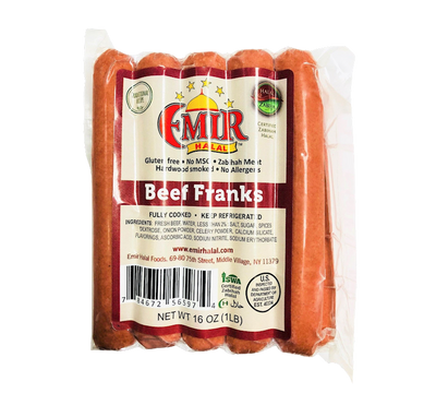 BEEF FRANKS 12/1LB EMIR HALAL BY LB