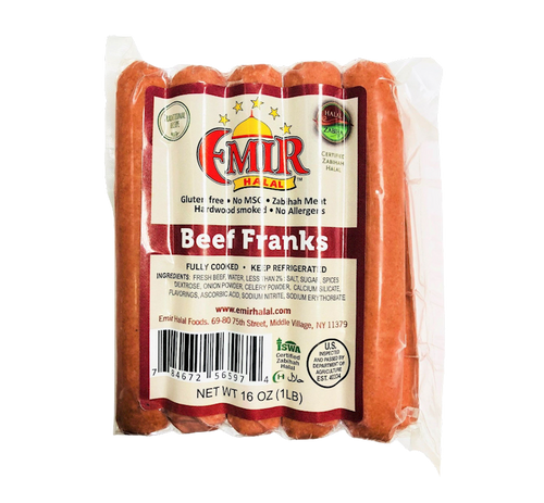 BEEF FRANKS 12/1LB EMIR HALAL BY LB