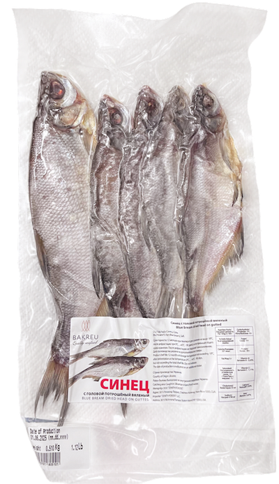 DRIED SALTED BLUE BREAM (SINETS) GUTTED HEAD ON V/P 1/8.8LB BAKREU UKRAINE N70000016