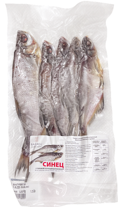 DRIED SALTED BLUE BREAM (SINETS) GUTTED HEAD ON V/P 1/8.8LB BAKREU UKRAINE N70000016