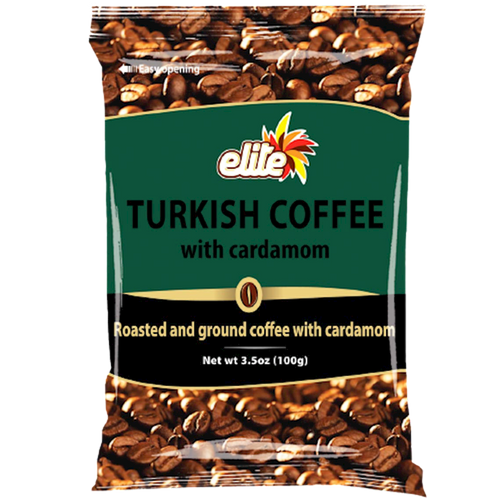 COFFEE GROUND TURKISH W/CARDAMON GREEN BAG 50/100GR ELITE