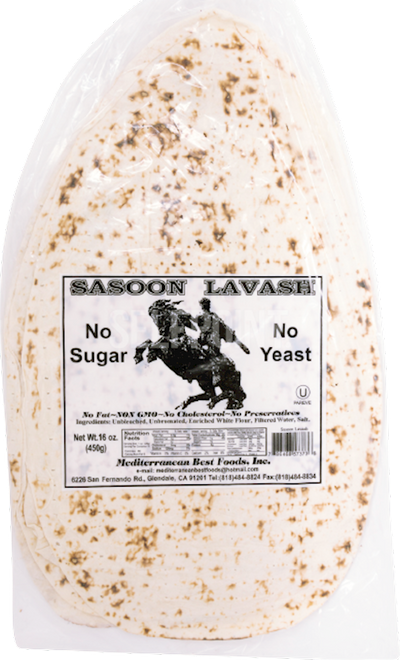 LAVASH SASOON NO SUGAR&YEAST 1/450GR BY PC KOSHER