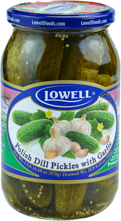 CUCUMBERS MARINATED POLISH DILL W/GARLIC 12/870GR LOWELL