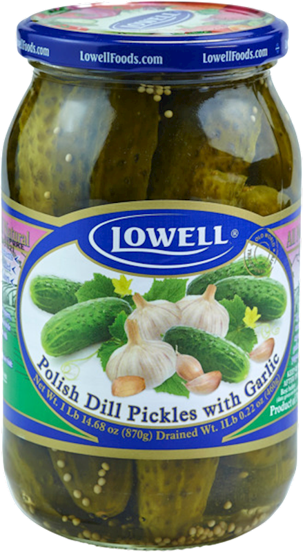 CUCUMBERS MARINATED POLISH DILL W/GARLIC 12/870GR LOWELL