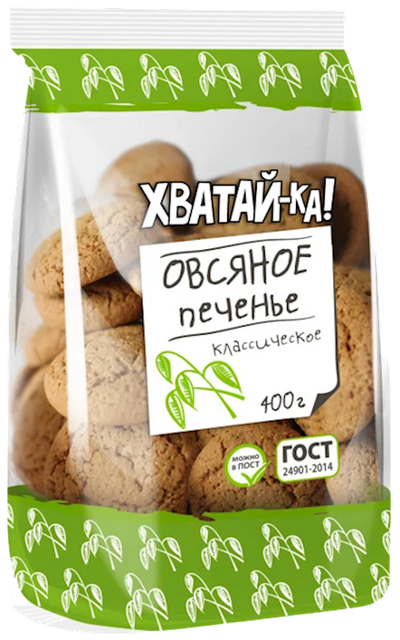 COOKIES OATMEAL CLASSIC 16/400GR HVATAY-KA  LUBIMIY KRAY RUSSIA N946