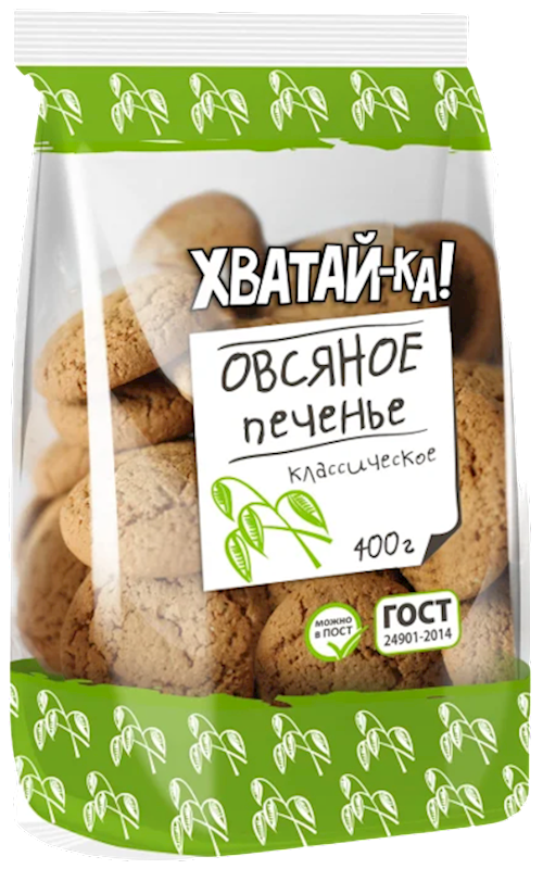 COOKIES OATMEAL CLASSIC 16/400GR HVATAY-KA  LUBIMIY KRAY RUSSIA N946