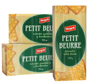 BISCUITS PETIT BEURRE W/BRAN 36/155GR YARYCH UKRAINE