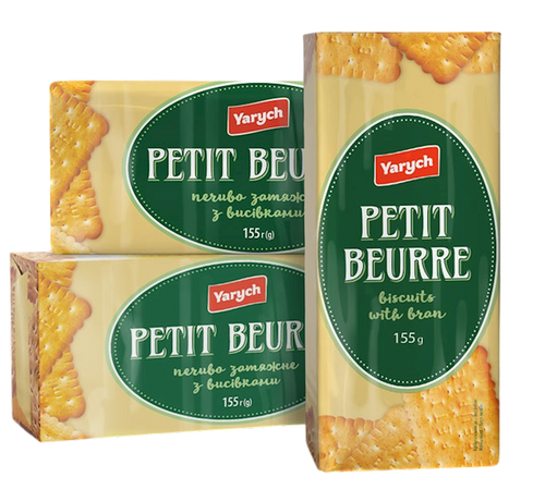 BISCUITS PETIT BEURRE W/BRAN 36/155GR YARYCH UKRAINE