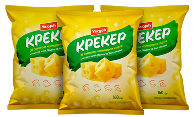 CRACKERS W/FOUR CHEESE FLAVOR 25/160GR YARYCH UKRAINE