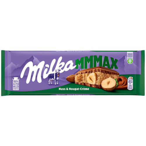 CHOCOLATE BAR MMMAX MILK NUSS&NOUGAT CREME 13/300GR MILKA  AUSTRIA N4014666